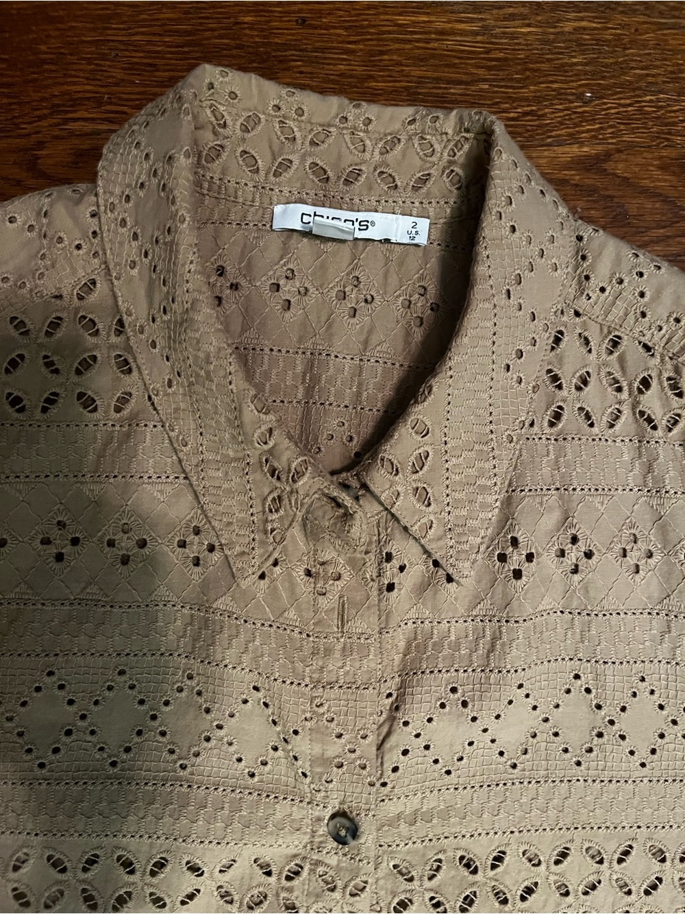 Eyelet Button-Up Shirt - Picture 2 of 2